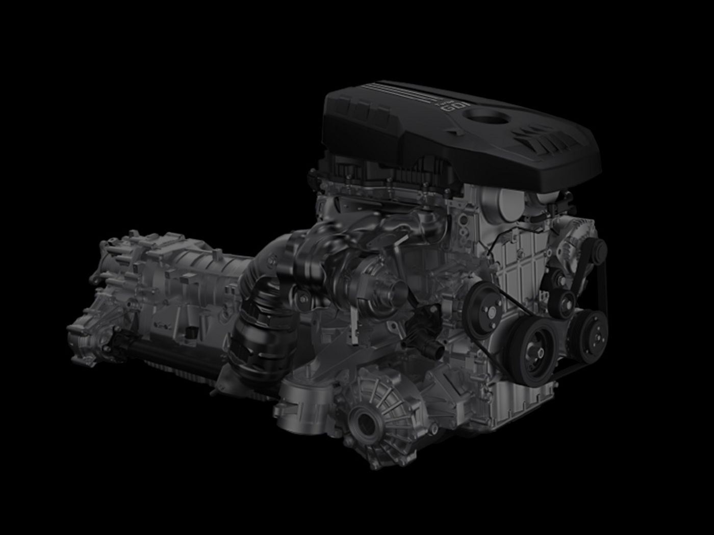 Side view of the G70 engine with Turbo GDI branding, showcasing precision and performance.