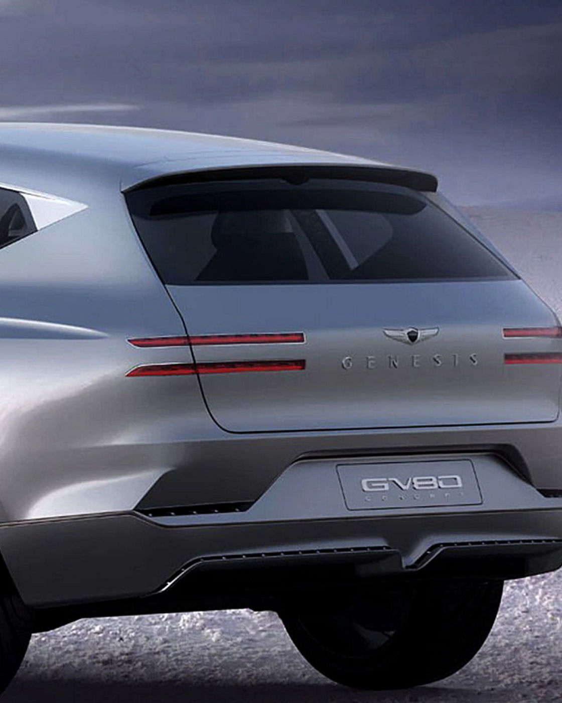 Rear view of the Genesis GV80 Concept showcasing its elegant design and distinctive taillights