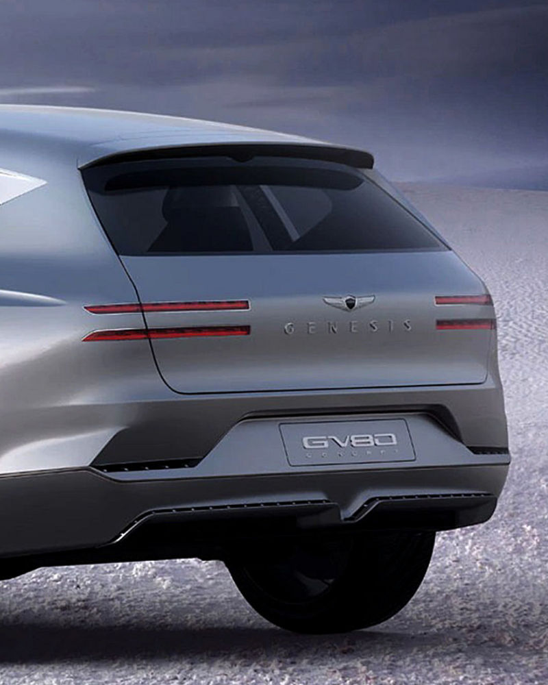 Rear view of the Genesis GV80 Concept with sleek taillights