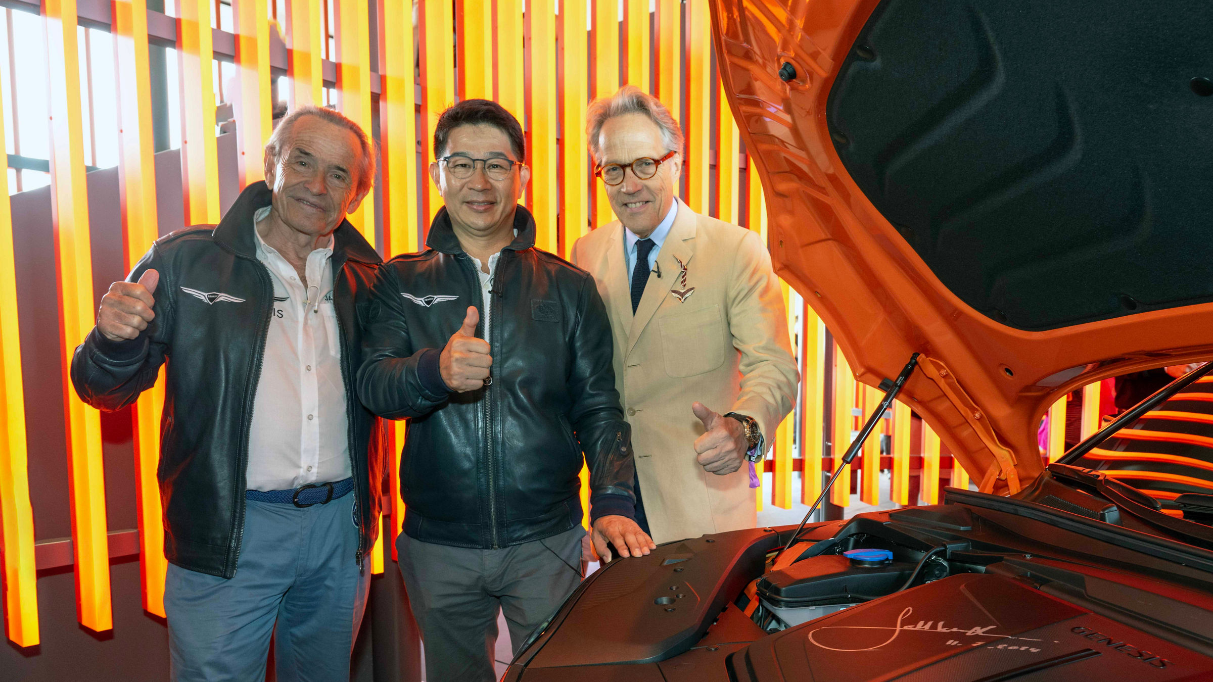 Genesis Magma Line presentation at the Goodwood Festival of Speed with Jacky Ickx and signature on the engine