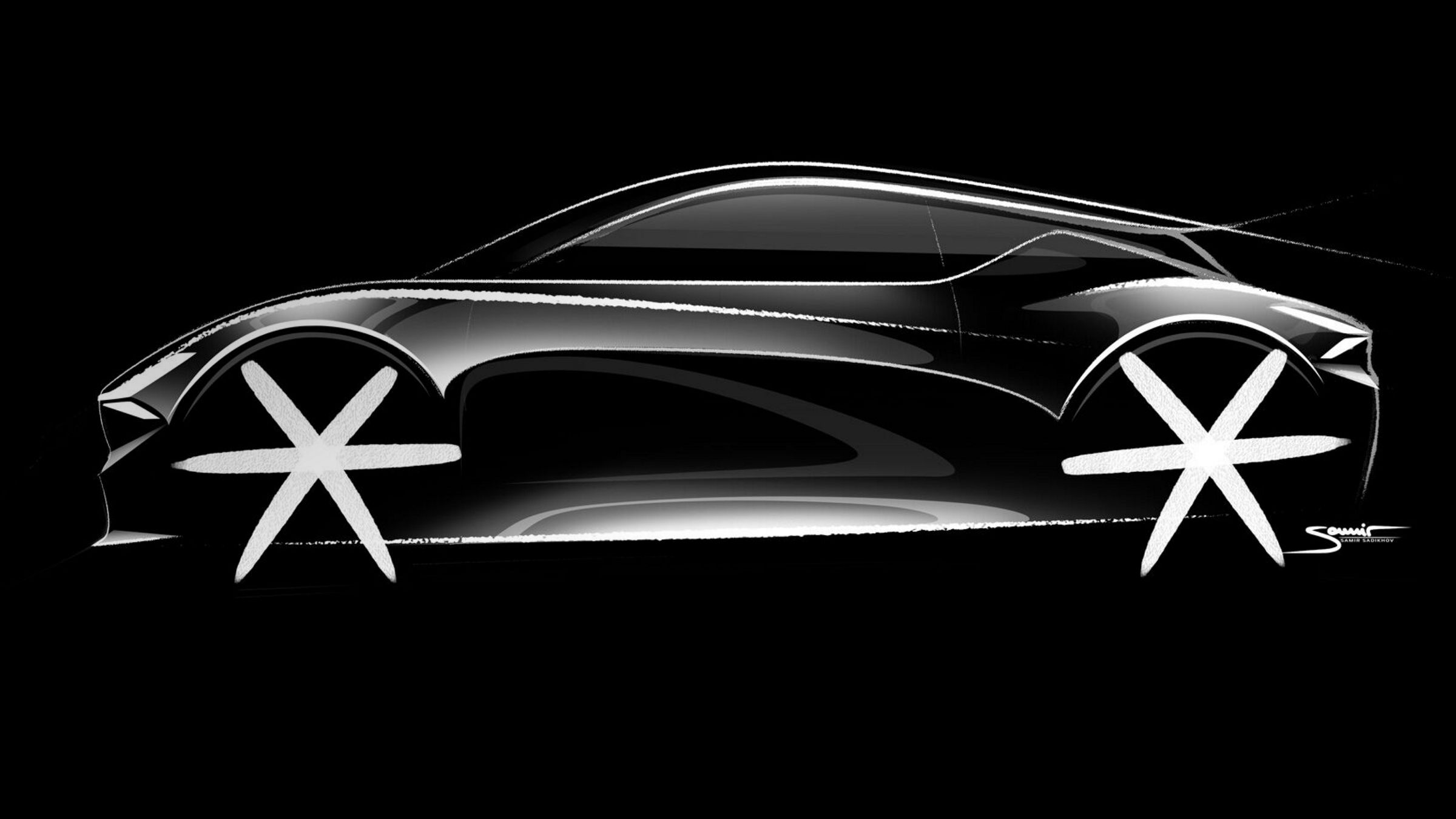 Conceptual sketch of the Genesis Mint Concept with sleek aerodynamic lines and a futuristic design