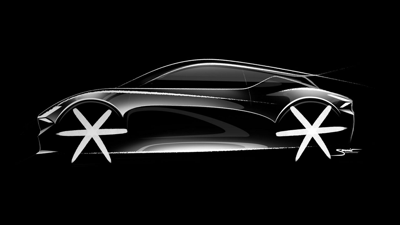 Conceptual sketch of the Genesis Mint Concept with sleek aerodynamic lines and a futuristic design