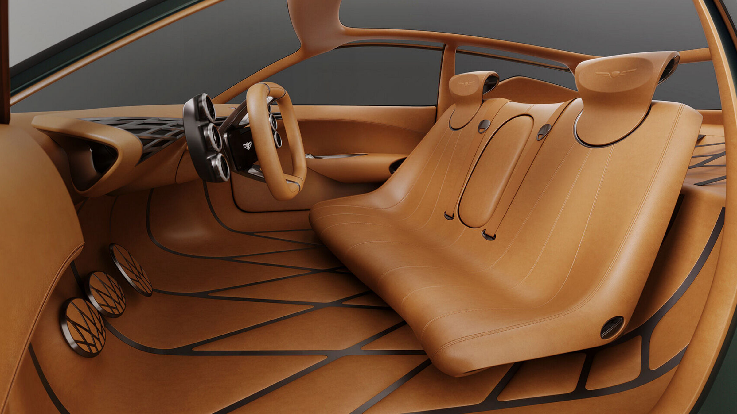 Interior view of the Genesis Mint Concept showcasing its minimalistic and futuristic design