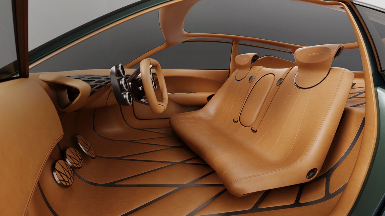 Interior view of the Genesis Mint Concept showcasing its minimalistic and futuristic design
