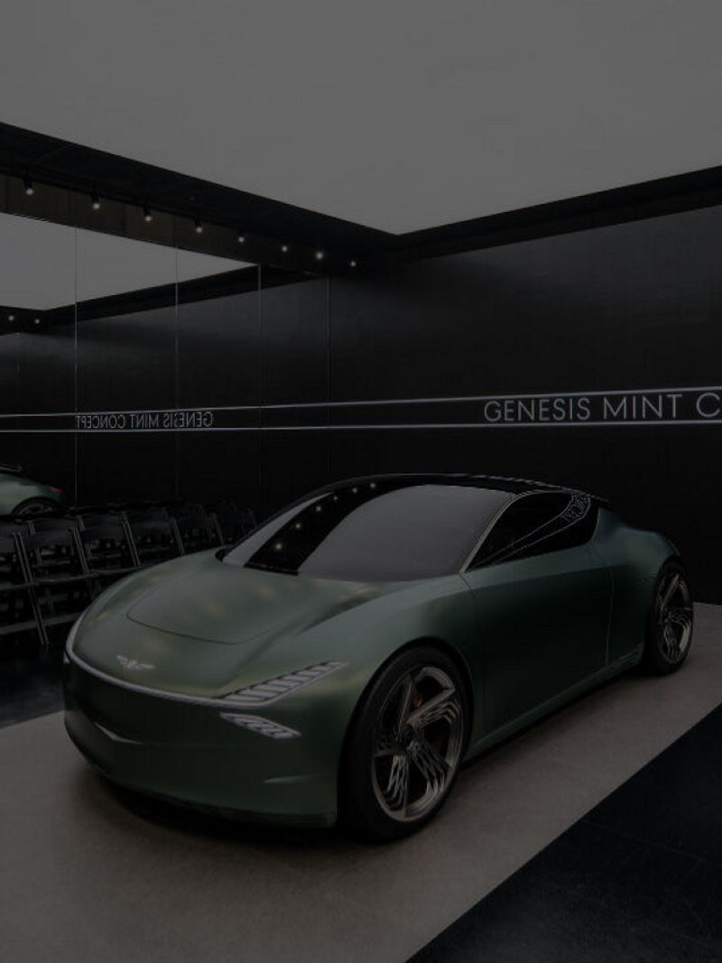 Front view of the Genesis Mint Concept showcased in an exhibition setting