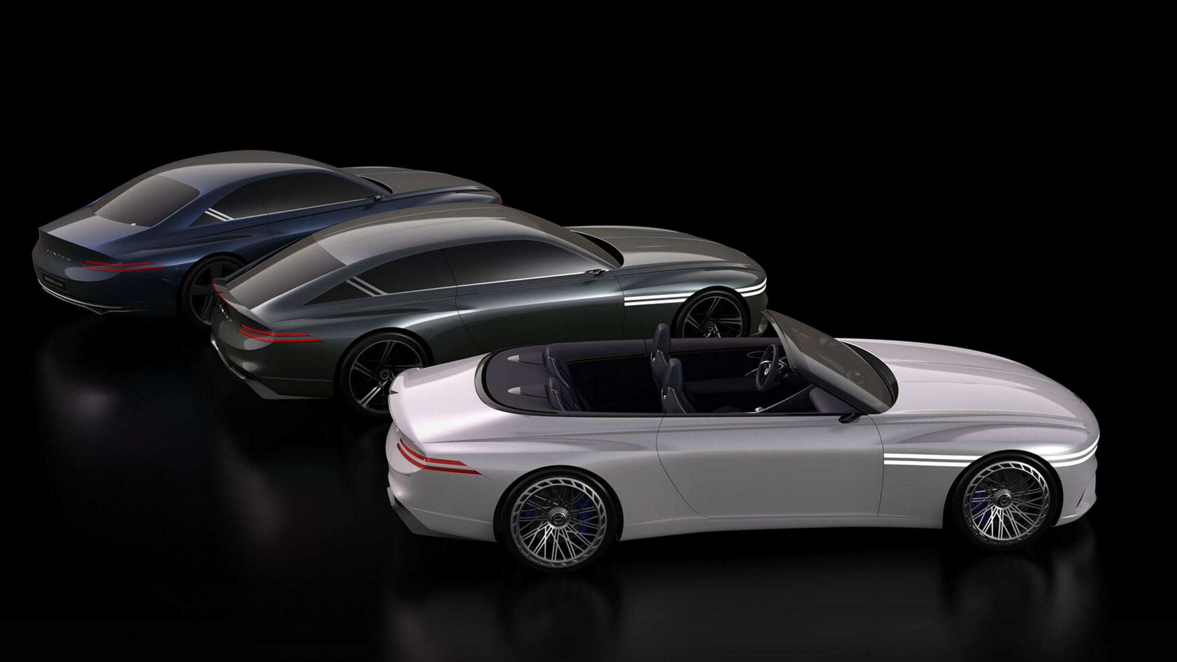 Side view of three Genesis X models