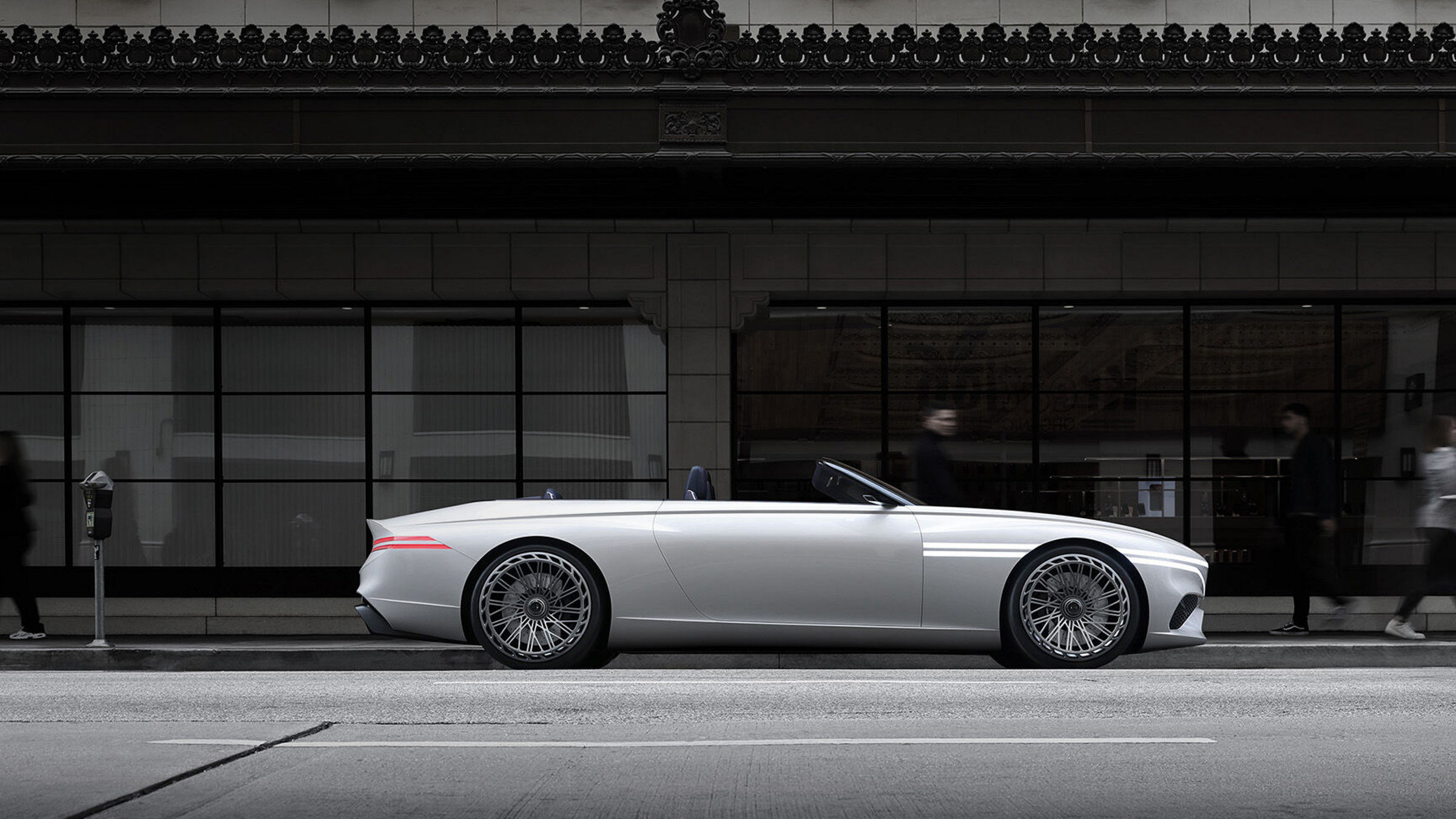 Genesis X Convertible in white from the side in urban