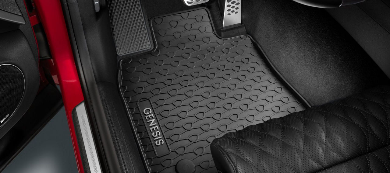 Floormat under the pedals of a car