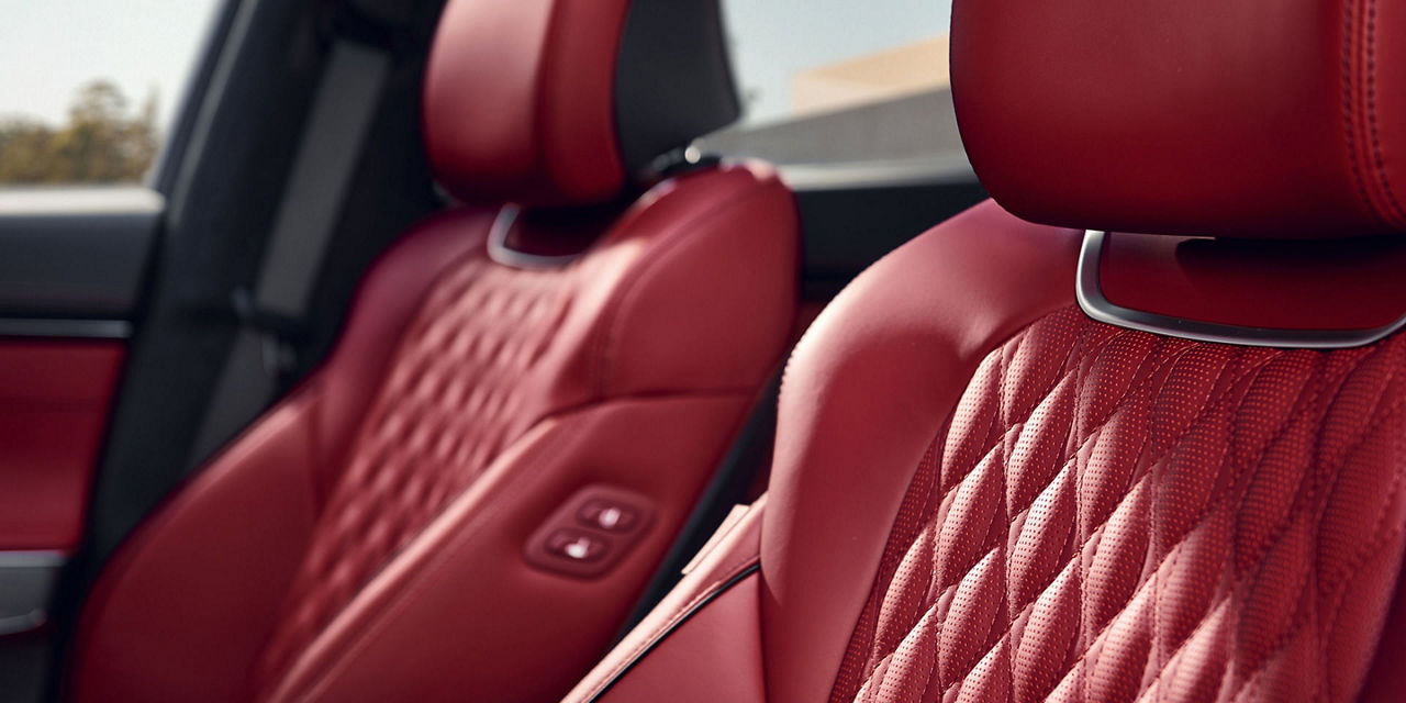 Close-up of red car seats
