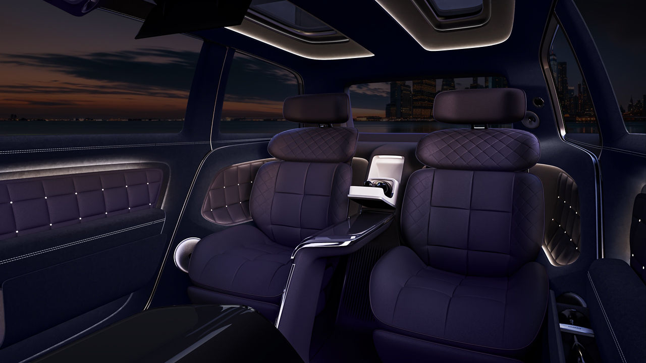Purple rear seats of the Genesis Neolun Concept SUV
