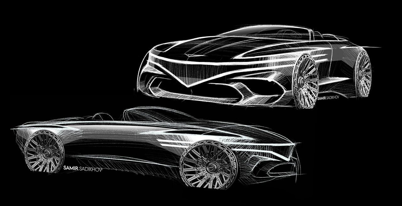 Two concept drawings of the Genesis X Convertible