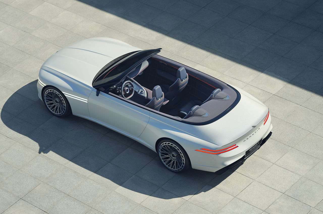 Genesis X Convertible in white from diagonally above