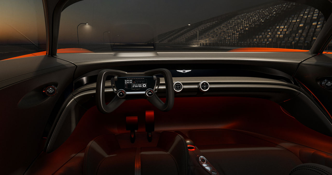  X Gran Berlinetta Concept details of steering wheel and dashboard