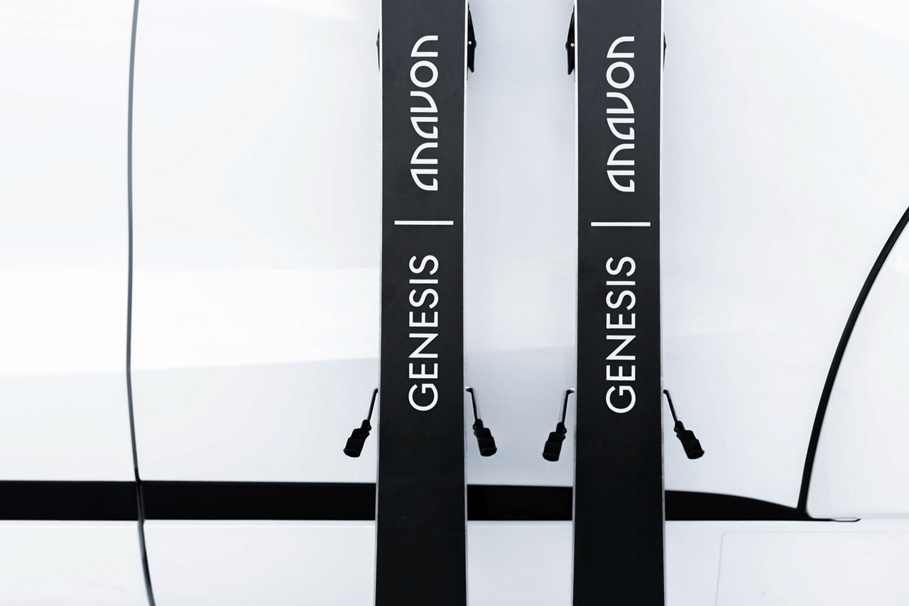 A pair of skis with Genesis lettering