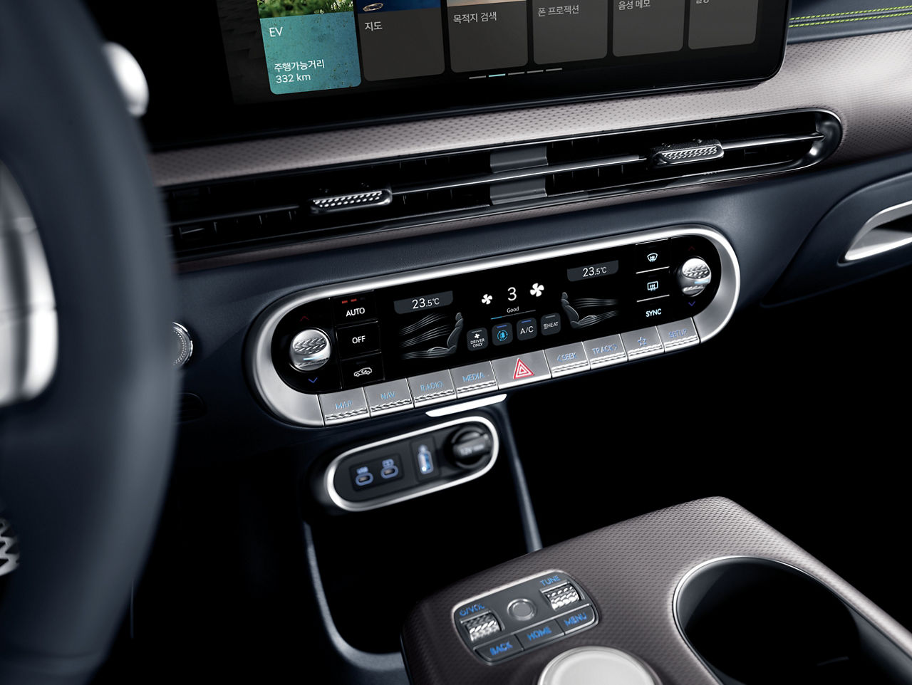 Control console of a car air conditioning system