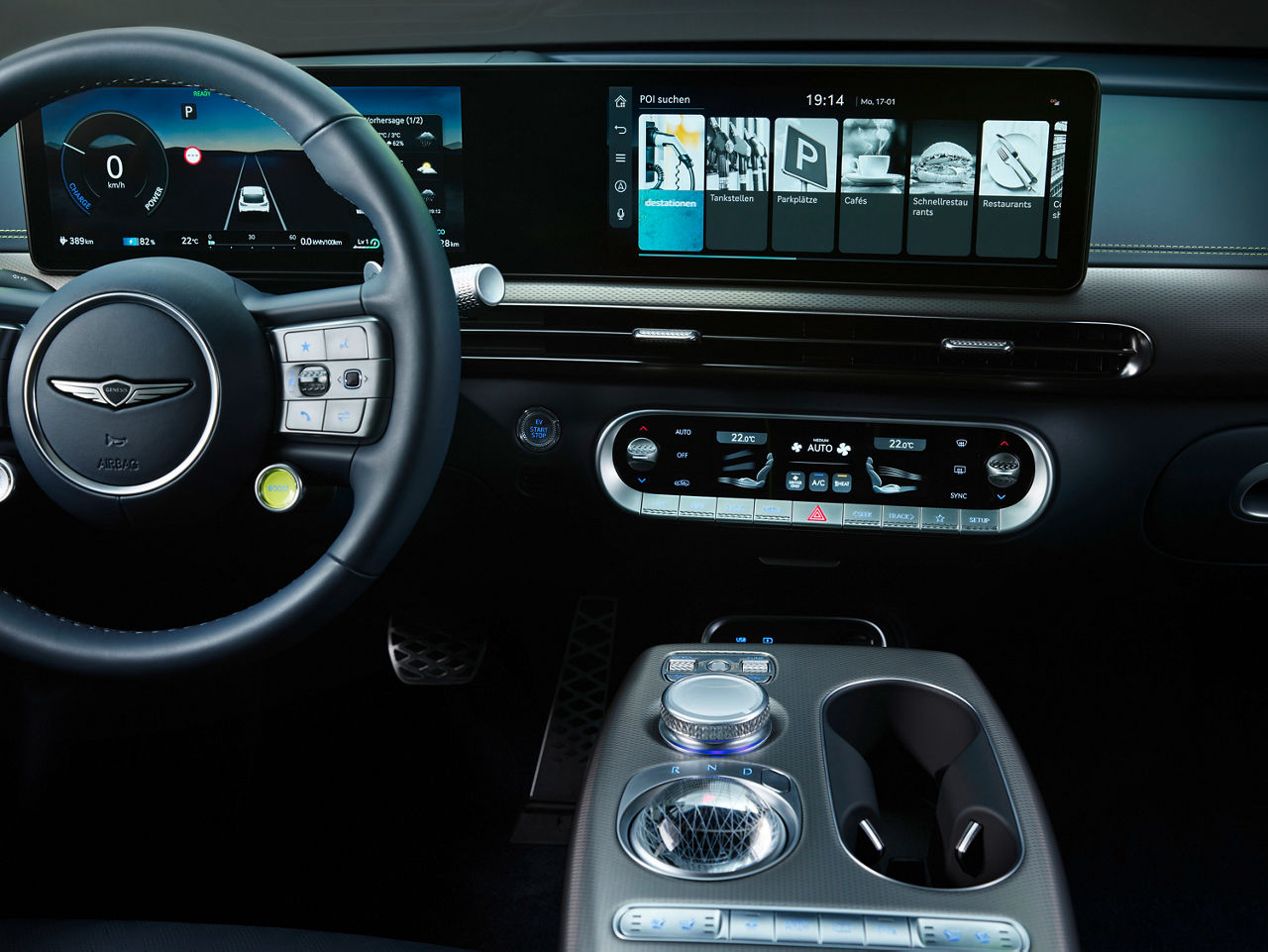 Dashboard, centre console and steering wheel of the Genesis GV60