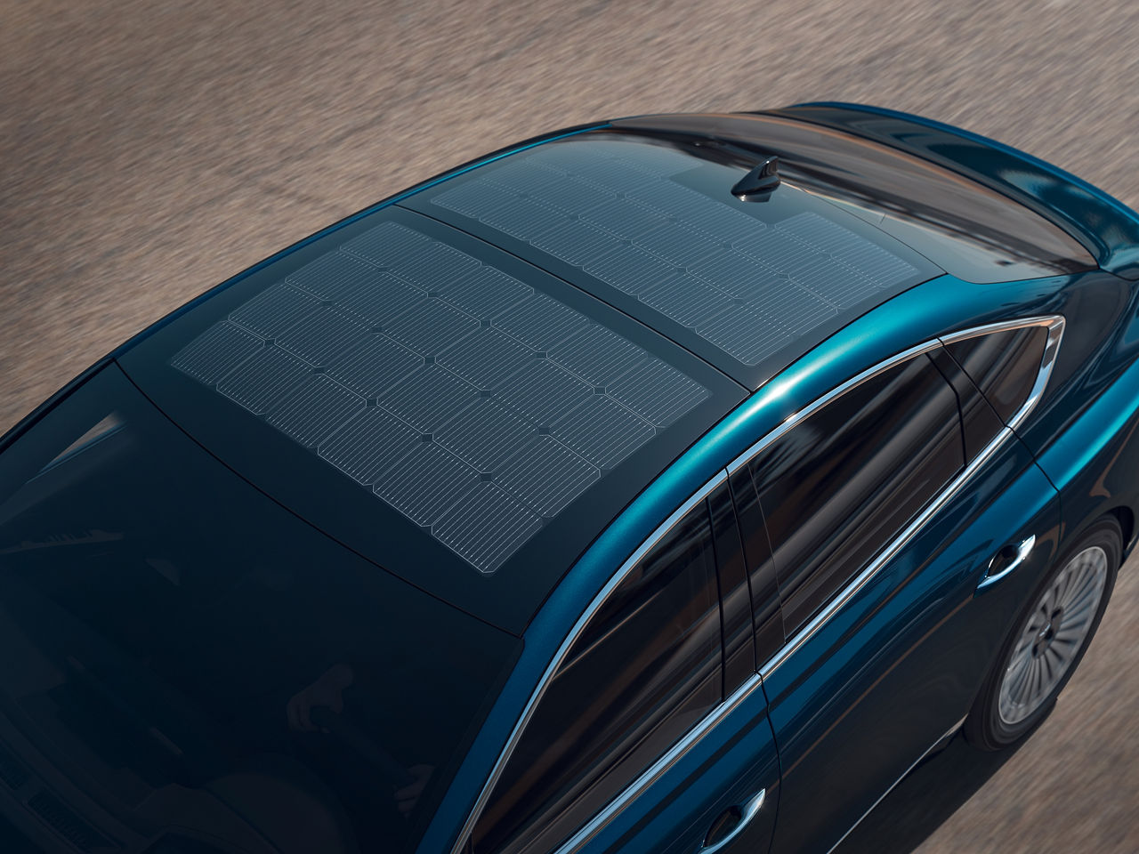 Solar roof of a blue Genesis G80