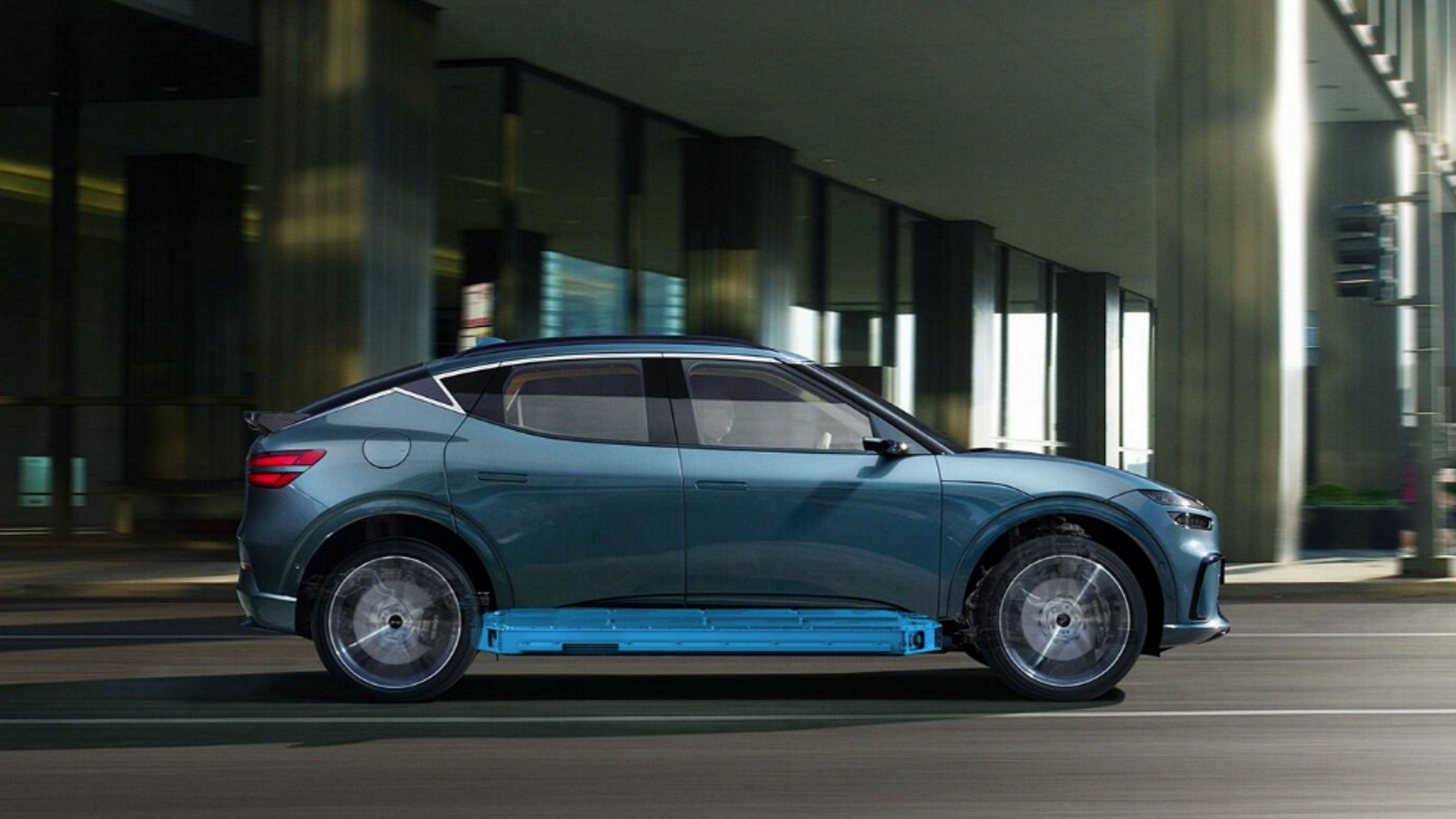 Genesis GV60 Electric Vehicle (EV) exterior detail shot highlighting unique design element