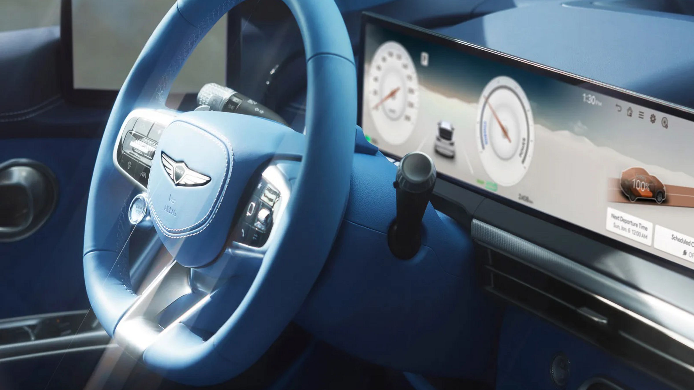 The interior of the driver's seat of the GV60 vehicle is enlarged.