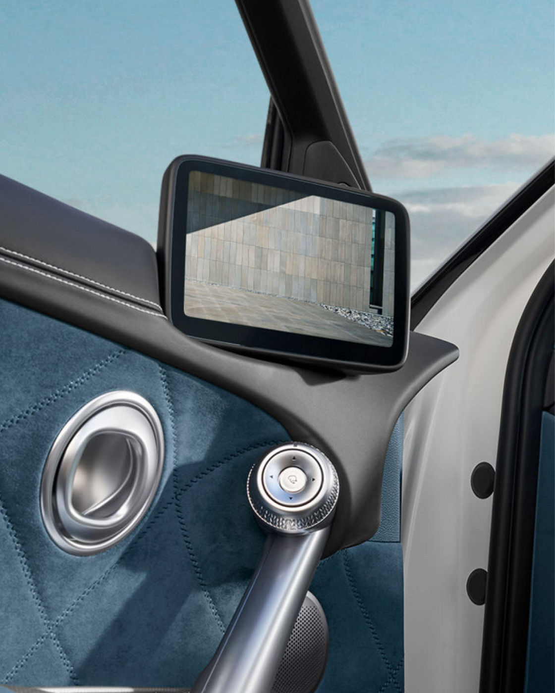 Digital side mirrors, connected to the camera and OLED monitor system, provide a clear and a wide viewing angle of the rear of the vehicle.