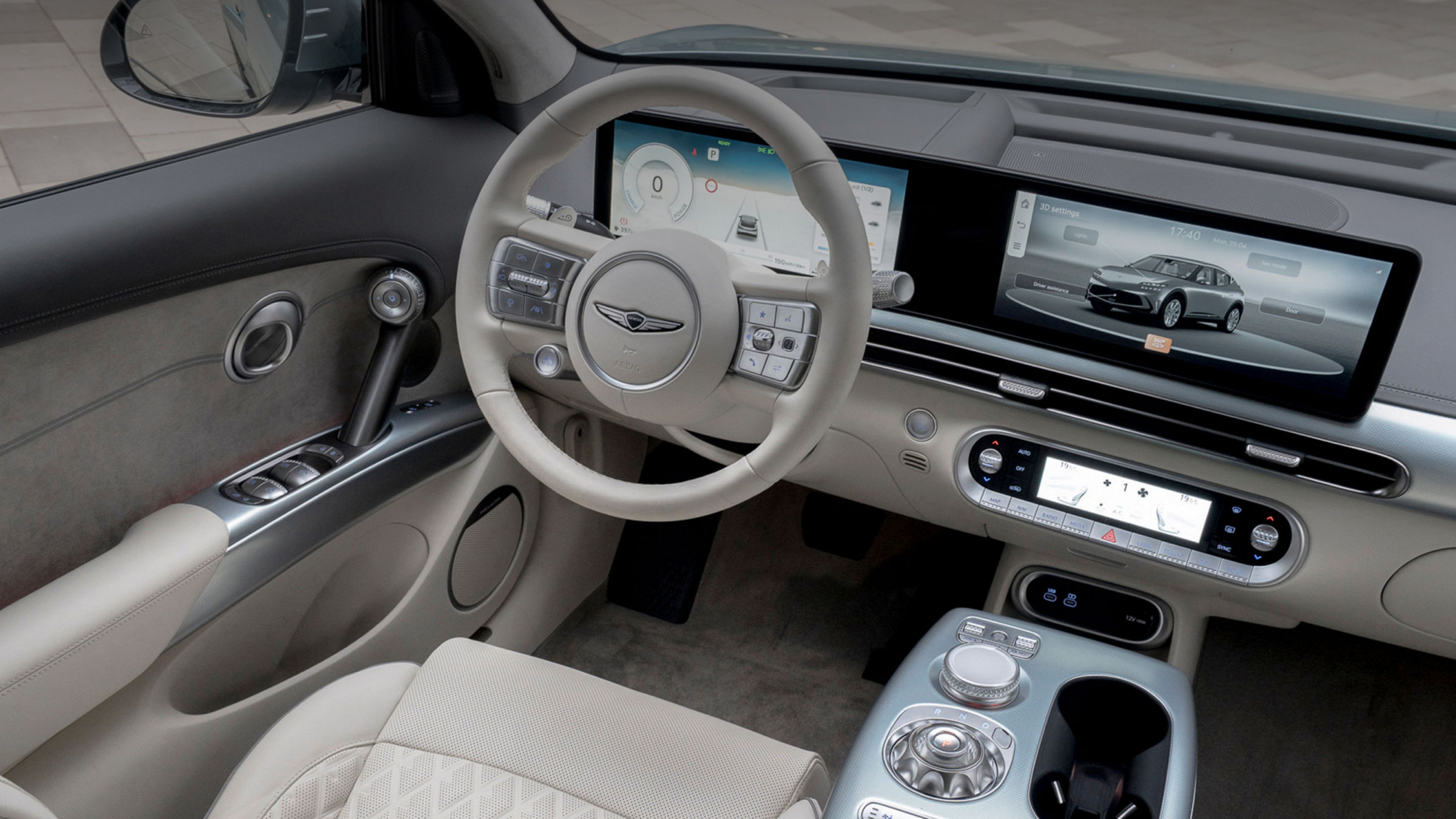 The interior of a Genesis vehicle showcasing the beauty of white space, with a clean and minimalist design.