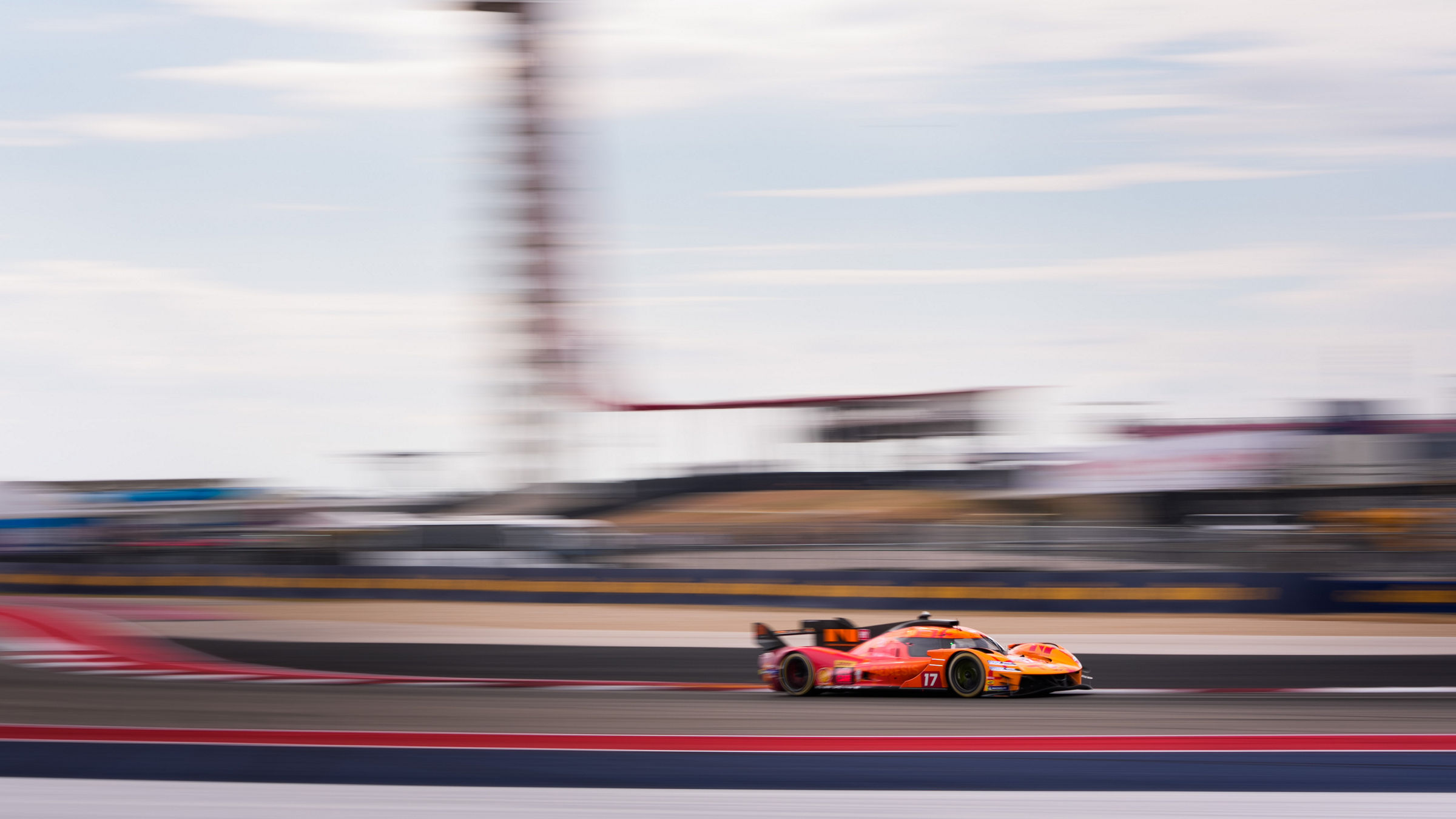Genesis GMR-001 races past the COTA observation tower during the WEC Lone Star Le Mans.
