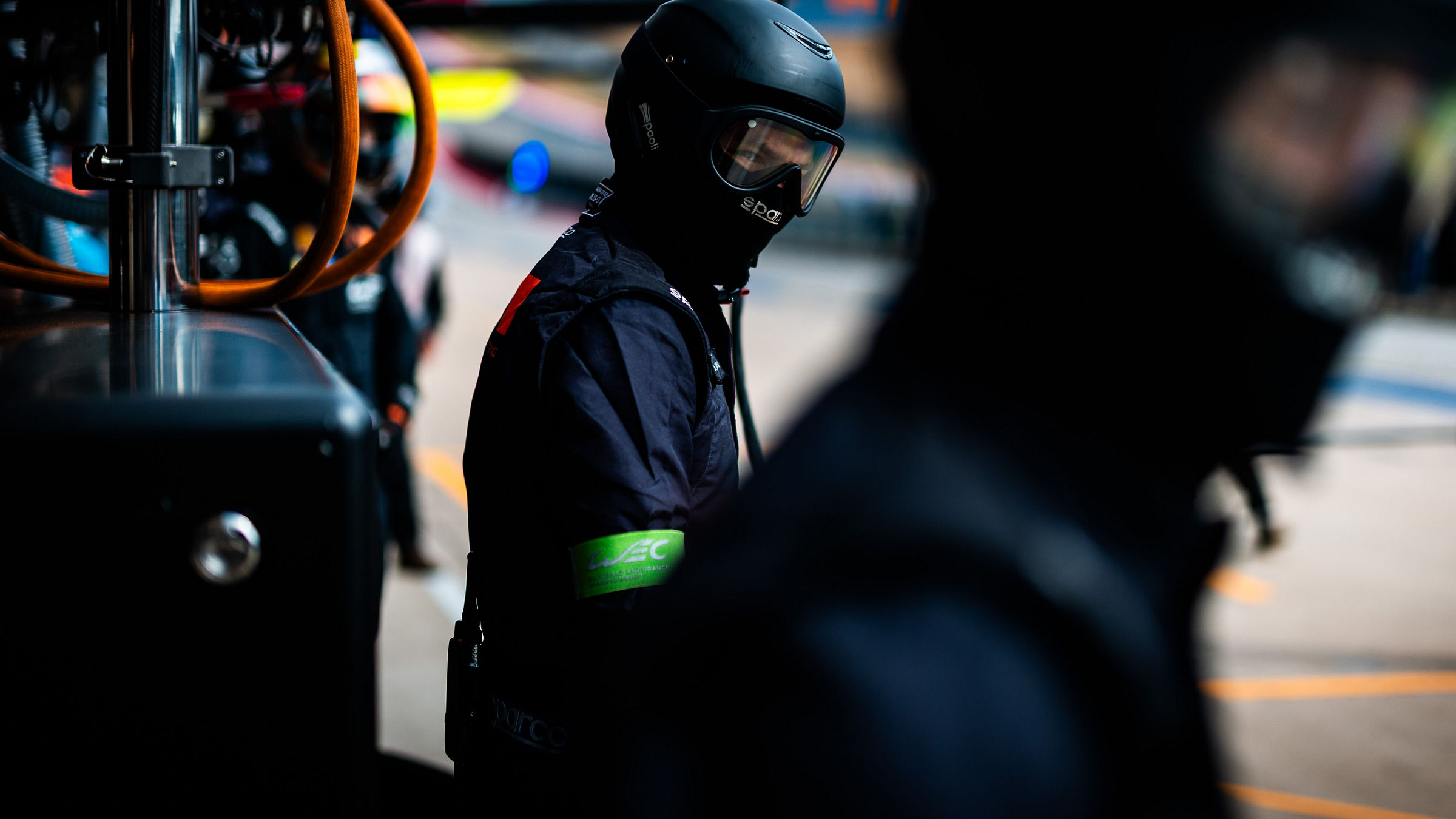 Genesis Magma Racing pit crew prepares for action in the pit lane at COTA.