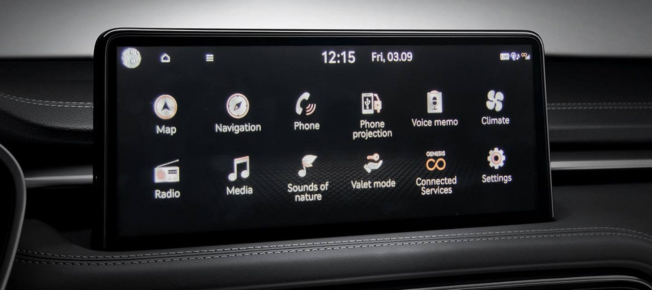 Navigation menu of the Genesis infotainment software