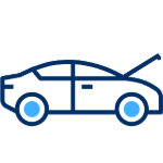 Illustration of car with bonnet open