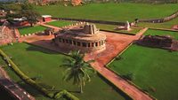 Pattadakal, Karnataka, India - April 24 2013: The temples and shrines at Pattadakal temple complex,  dating to the 7th â€“ 8th century, the early Chalukya period.