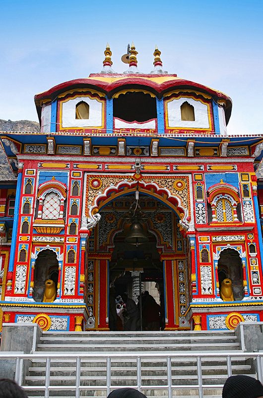 One of the most sacred and famous centres of pilgrimage in India, the Badrinath Vishnu temple.