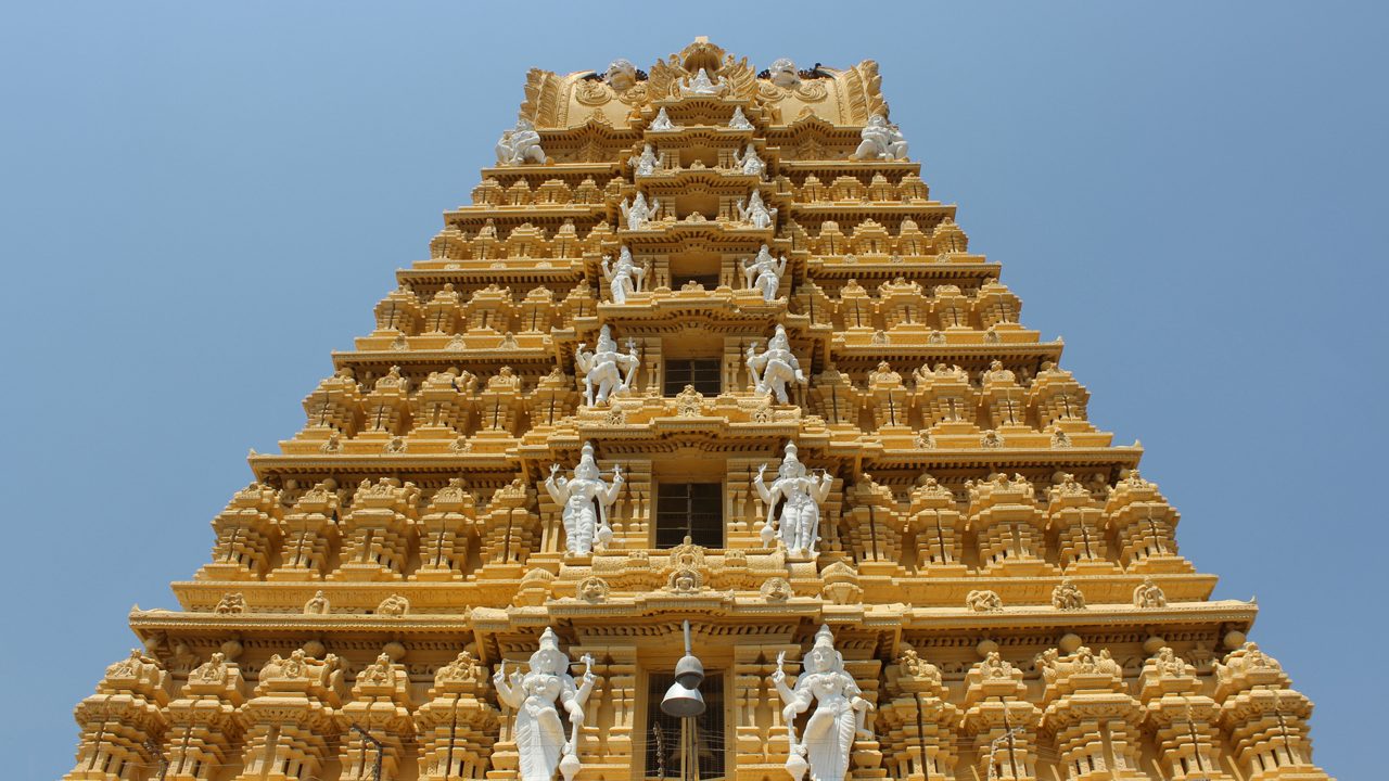 Chamundeshwari Temple on top of Chamundi Hills Mysore, Karnataka, India. Deity Chamundi is the fierce form of Shakti. 