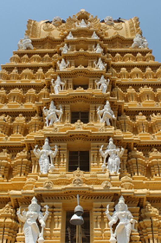 Chamundeshwari Temple on top of Chamundi Hills Mysore, Karnataka, India. Deity Chamundi is the fierce form of Shakti. 