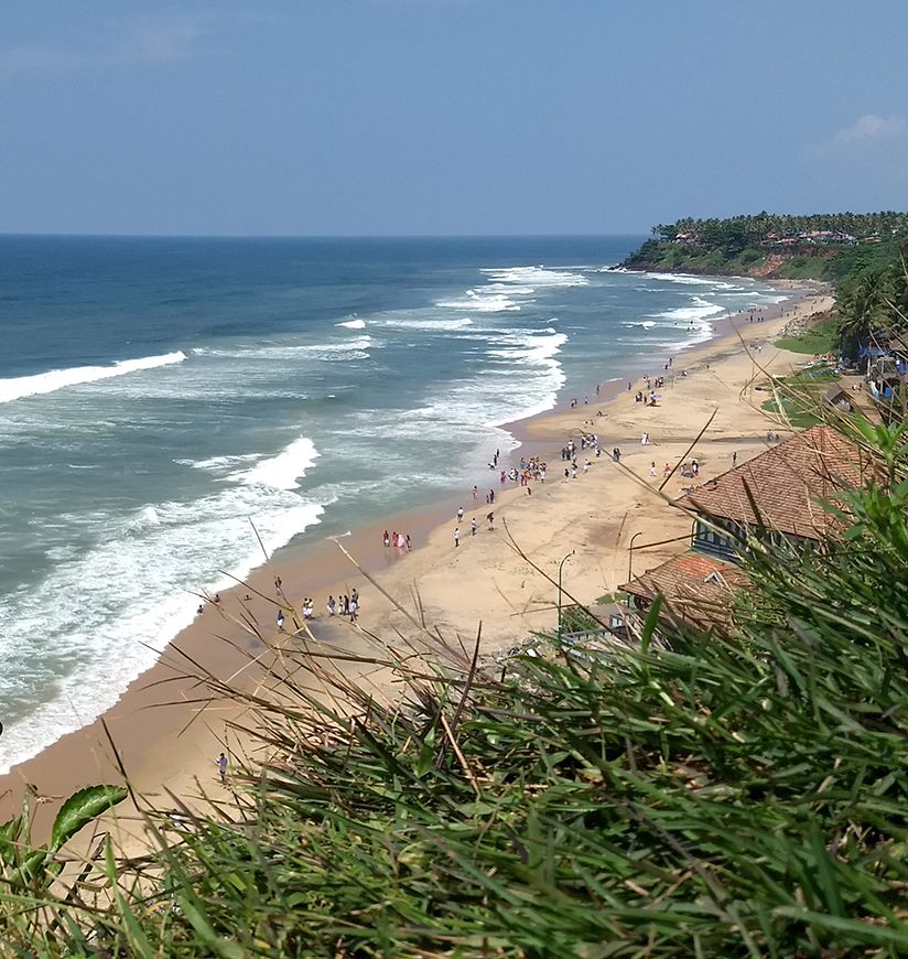 Breathtaking view of Varkala Beach. One of the few beaches where the mountain meets sea . This picture is taken from a cliff which gives us the view of the entire coastline.