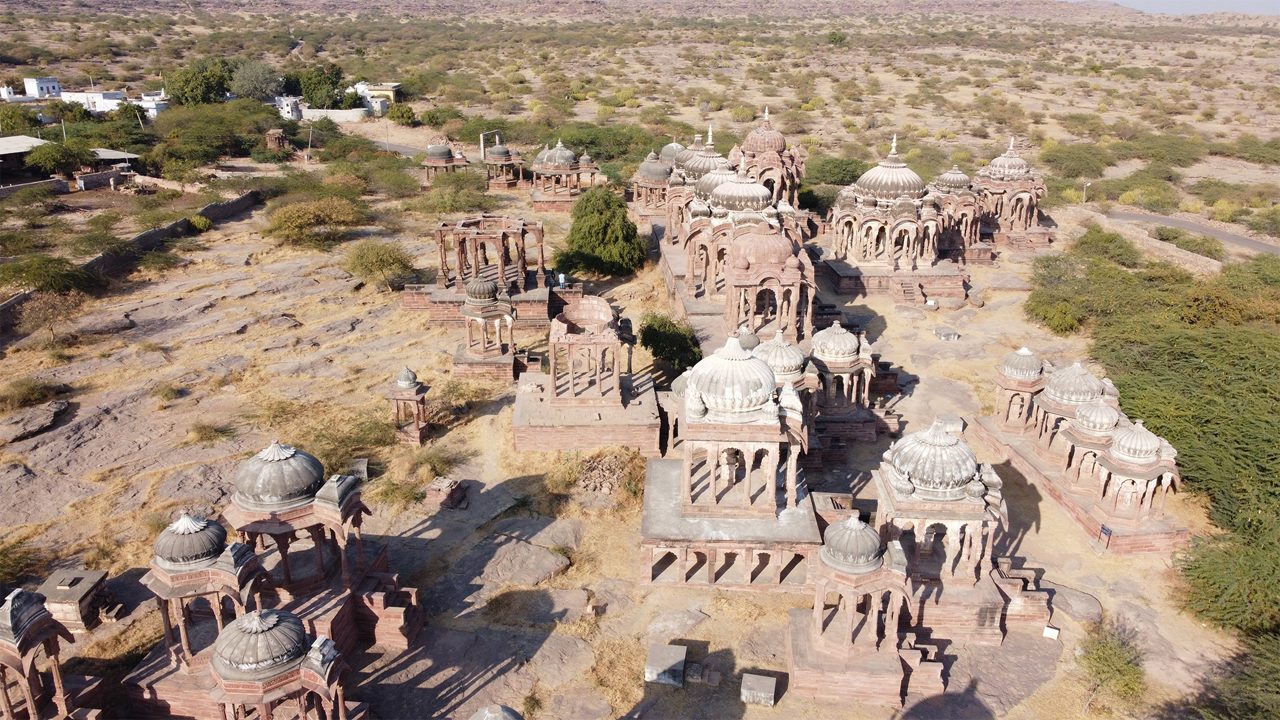 Aerial View of Mahamandir Hindu Temple located at Jodhpur, Rajasthan, India