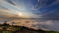 Beautiful sunrise from Nandi Hills with ocean of snow, Nandi Hills,  Bengaluru or Bangalore.