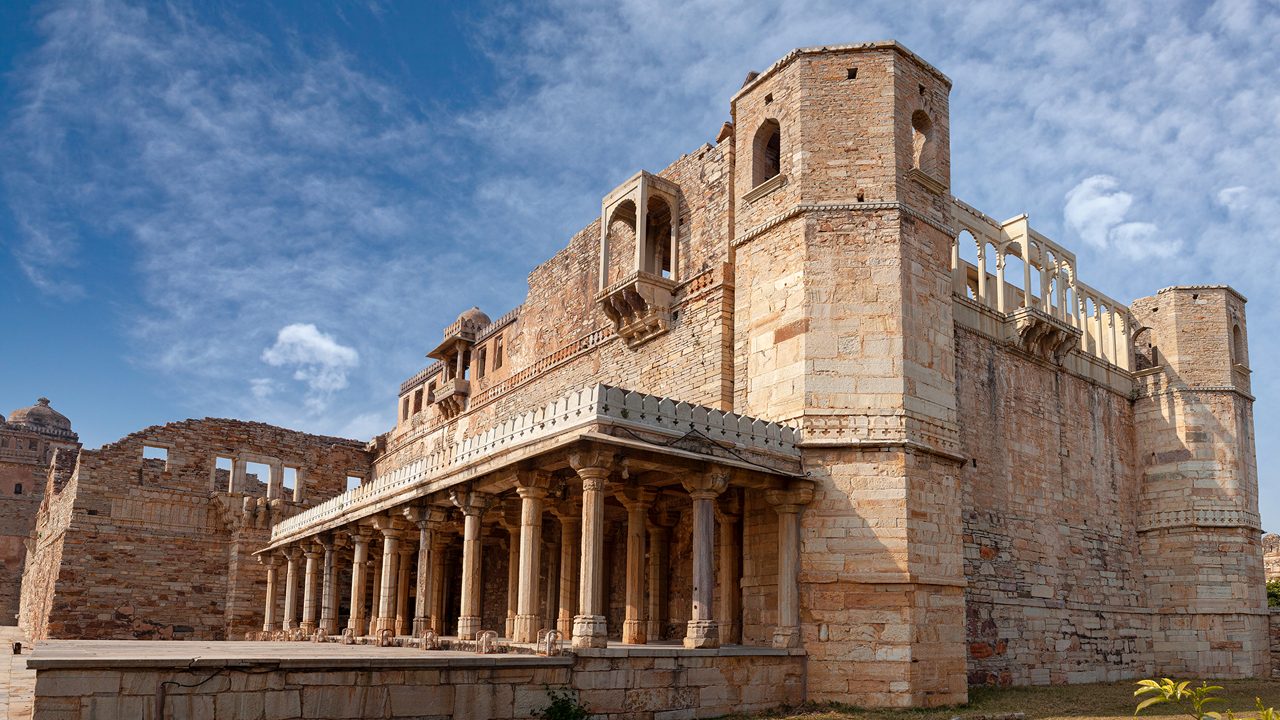 Ancient ruined Rana Kumbha Palace in Chittorgarh Fort, Rajasthan state of India. It is the oldest palace within the fort, built in the 15th century.