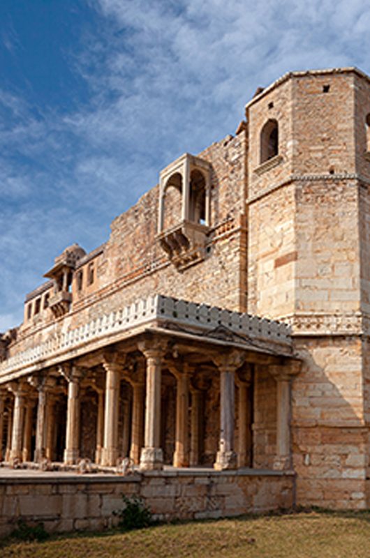 Ancient ruined Rana Kumbha Palace in Chittorgarh Fort, Rajasthan state of India. It is the oldest palace within the fort, built in the 15th century.