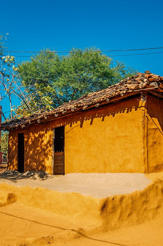 Indian folk village Shilpgram, traditional house in Udaipur, India