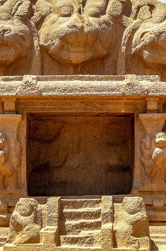 Tiger Cave rock, ancient temple in Mahabalipuram, Mamallapuram, Tamil Nadu, India