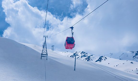 Gulmarg World's highest gondola ride one of main attractions travel destination tourism summit to enjoy activities like skiing, ski bikes, sledging, snow mobile in Srinagar, Jammu and Kashmir, India