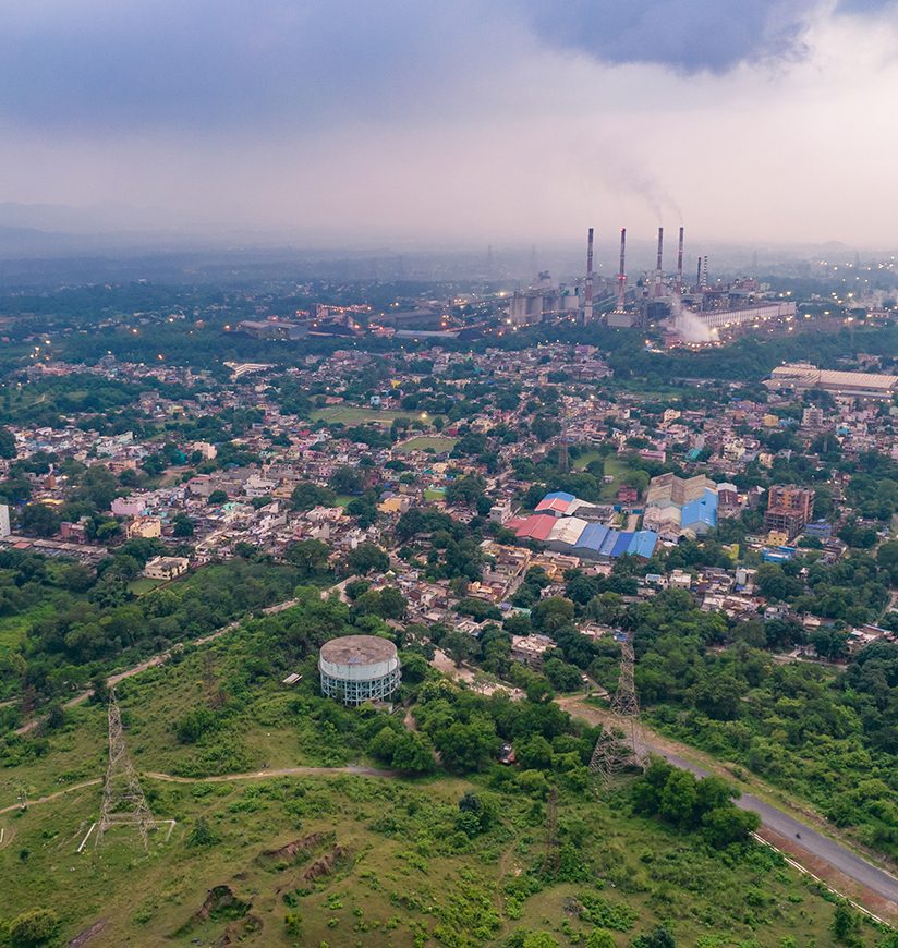 Aerial view of an Industrial city in India