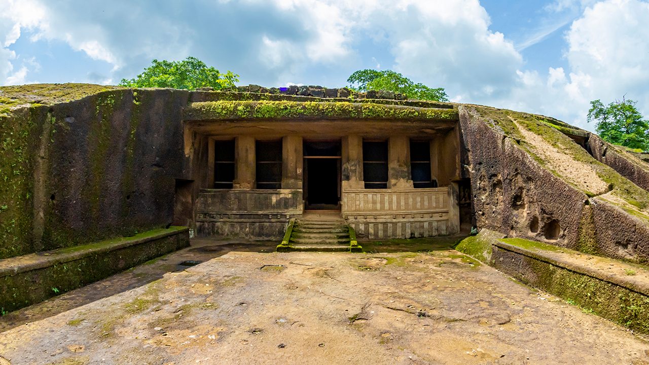 Kanheri caves city Mumbai state maharashtra in India. It is a ancient monuments and old temple building related to God budha. It is situated in the mid of forest in borivali on 21 August 2019