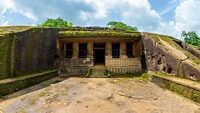 Kanheri caves city Mumbai state maharashtra in India. It is a ancient monuments and old temple building related to God budha. It is situated in the mid of forest in borivali on 21 August 2019