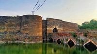 Rajasthan historical place called Lohagarh fort surrounding by the canal