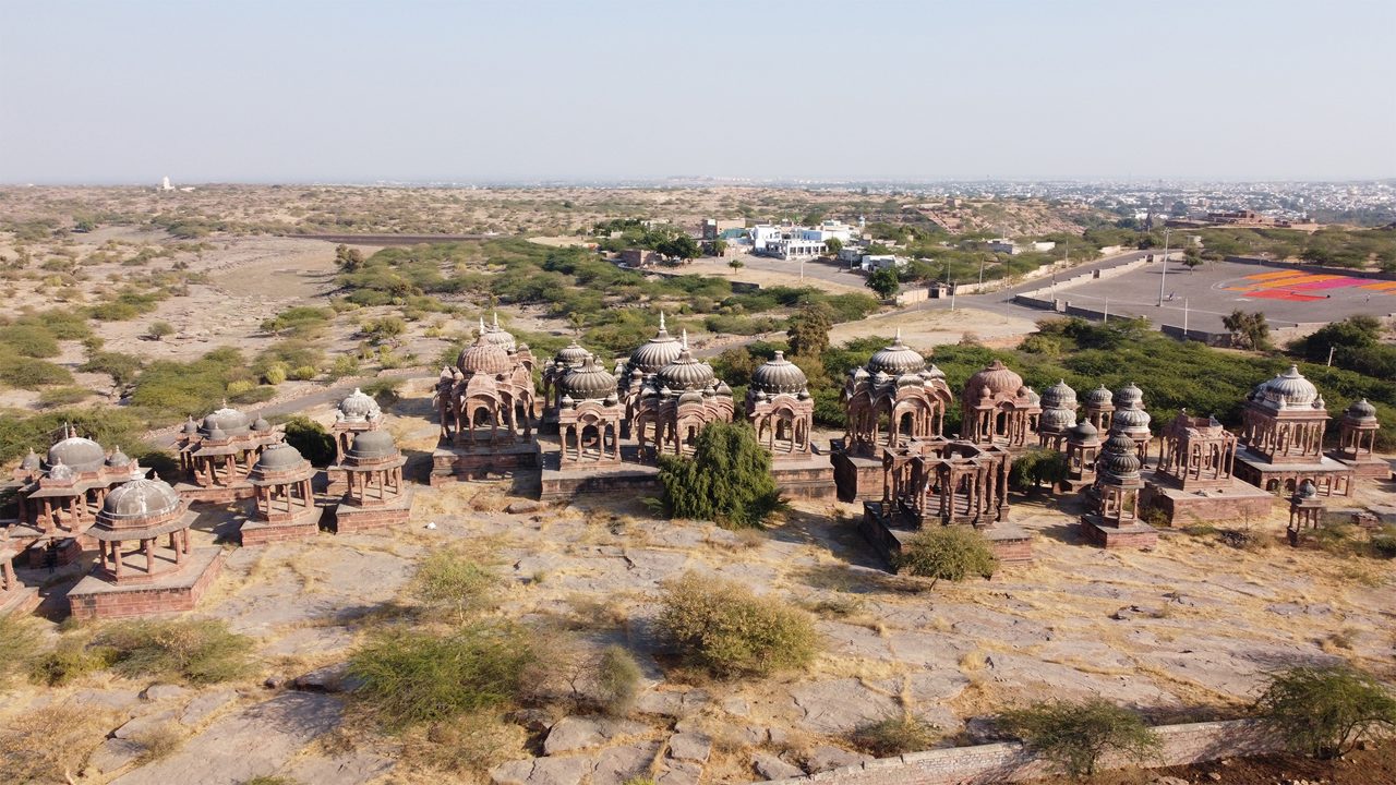 Aerial View of Mahamandir Hindu Temple located at Jodhpur, Rajasthan, India