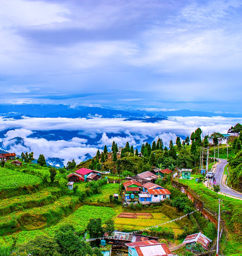 This is a landscape photo of a village in Darjeeling district with a great view of nature and weather of Darjeeling in this rainy season.