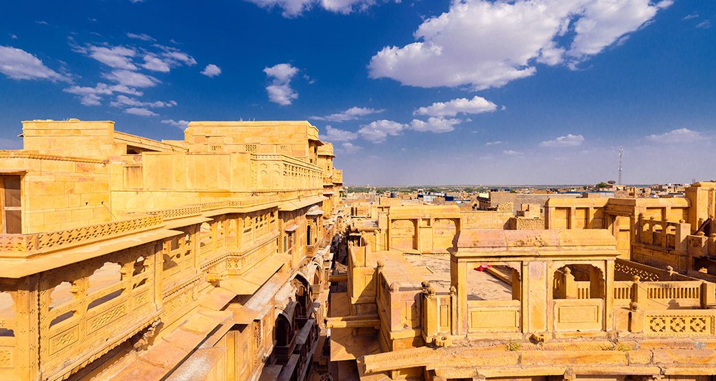 Nathmal Ji Ki Haveli at Jaisalmer, India. Architectural detail, tourist Landmark