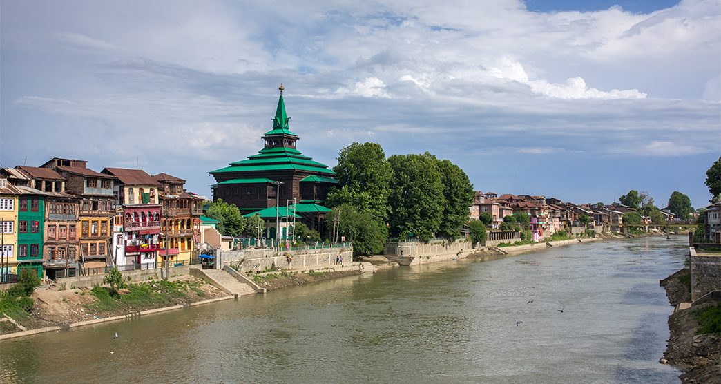 Khanqah-e-Moula ancient mosque in old town of Srinagar on bank of Jhelum river, Jammu and Kashmir, India; Shutterstock ID 1066157402; purchase_order: -; job: -; client: -; other: -