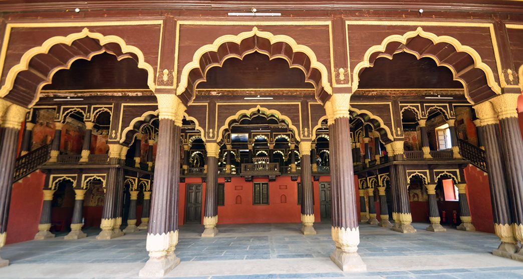 BENGALURU, INDIA - JANUARY 30 2016: Tipu Sultan's was built between 1781 to 1791 and was the summer residence of the Mysore kingdom ruler Tipu Sultan.